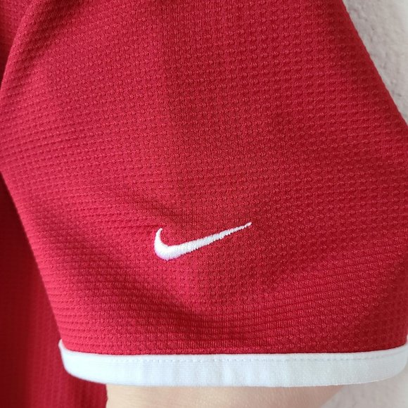 Nike Golf FitDry Red Waffle White Trim Short Sleeve Shirt Women's Size S - Picture 6 of 10